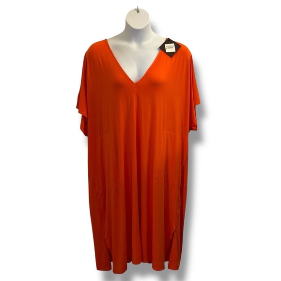NWT Ava & Viv Women's Plus Size Dolman Short Sleeve Dress - Orange, Size 3X - Picture 1 of 16